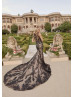 Plunging Neck Black Sequined Lace Tulle Wedding Dress Plunging Neck Black Sequined Lace Tulle Wedding Dress